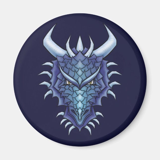 Cool Dragon Art - Purple  Blue Magical Dragon Head Magnet (Front)