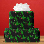 Cool Dragon Christmas Wrapping Paper<br><div class="desc">Three cool. green Christmas Dragons flying around in red Santa hats. Their outstretched wings make them look like holiday holly. An awesome gift for a dragon item collector.</div>