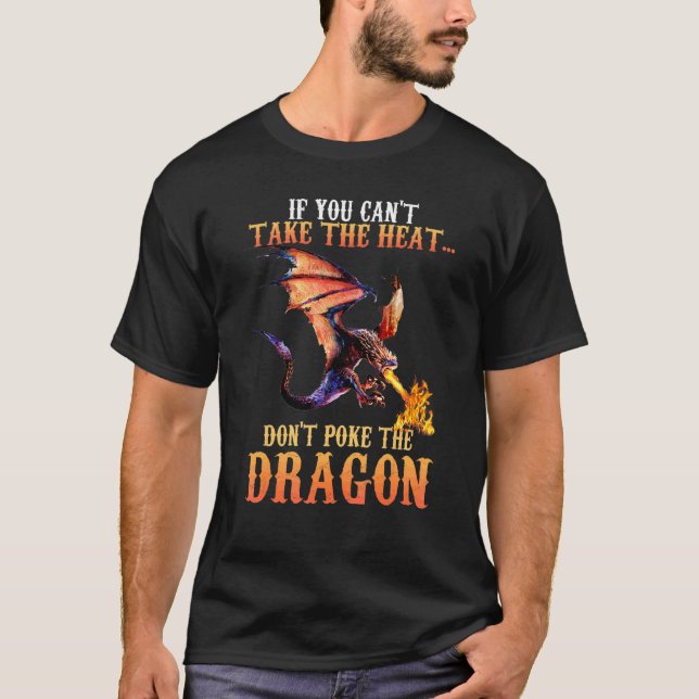 Cool Dragon Flame Spewing Flying Mythical Creature T-Shirt (Front)