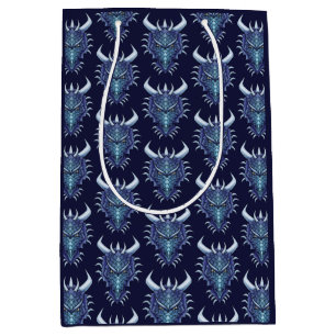 Cool Dragon Head Blue Fantasy DND Name Medium Gift Bag
