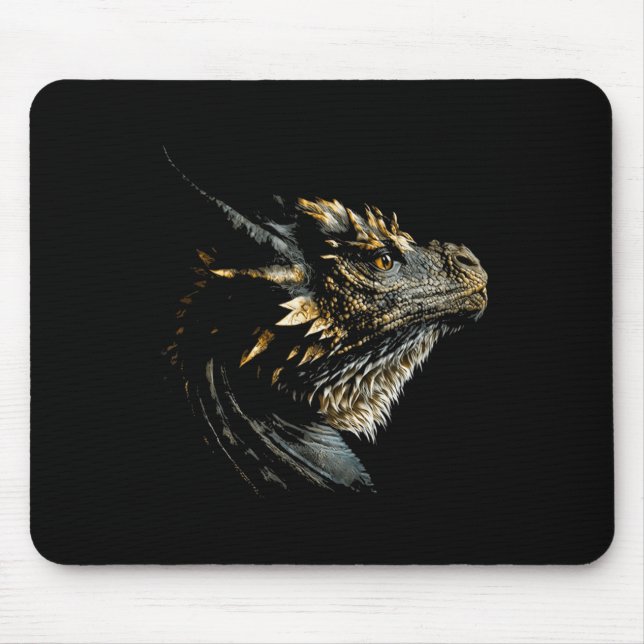 Cool Dragon Head Mythical Dragon Face Breathing Fi Mouse Pad (Front)