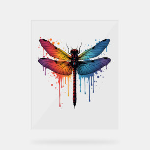 Cool Dragonfly on colorful painted Dragonfly Acrylic Sign