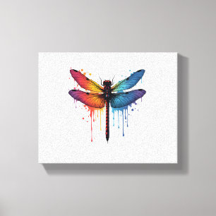 Cool Dragonfly on colorful painted Dragonfly Canvas Print
