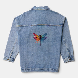 Cool Dragonfly on colorful painted Dragonfly Denim Jacket