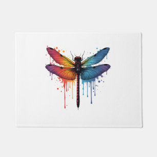 Cool Dragonfly on colorful painted Dragonfly Doormat