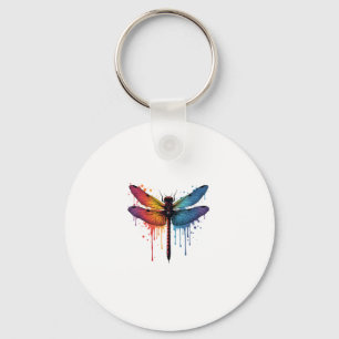 Cool Dragonfly on colorful painted Dragonfly Keychain