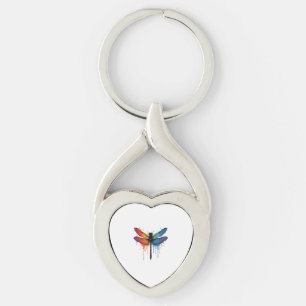 Cool Dragonfly on colorful painted Dragonfly Keychain