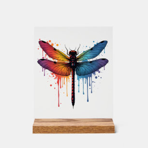 Cool Dragonfly on colourful painted Dragonfly Acrylic Sign