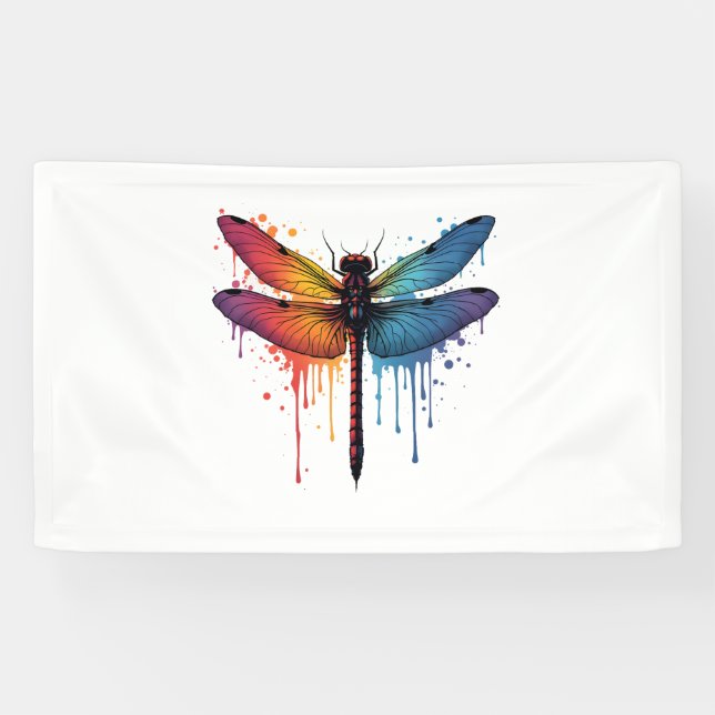 Cool Dragonfly on colourful painted Dragonfly Banner (Horizontal)