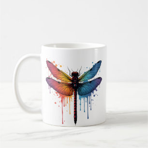Cool Dragonfly on colourful painted Dragonfly Coffee Mug