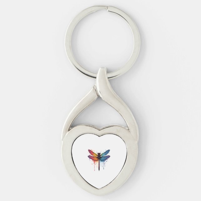 Cool Dragonfly on colourful painted Dragonfly Keychain (Front)