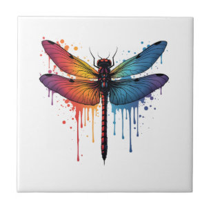 Cool Dragonfly on colourful painted Dragonfly Tile