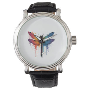 Cool Dragonfly on colourful painted Dragonfly Watch