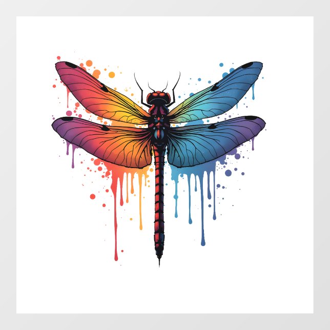 Cool Dragonfly on colourful painted Dragonfly Window Cling (Sheet)