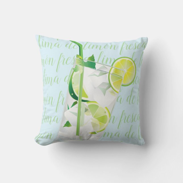 Cool Drink "ima de limón" fresca Custom Script Throw Pillow (Front)