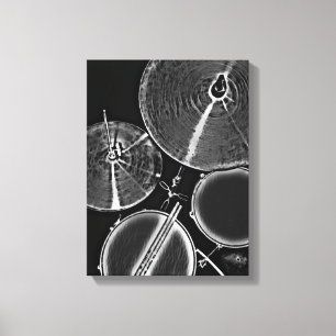 Cool Drummer Art Drum Kit Canvas Snare Drumsticks