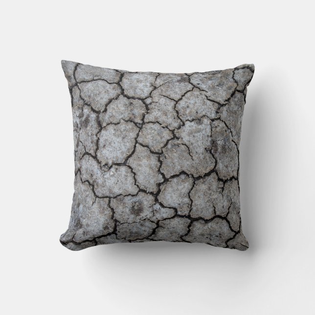 Cool Dry Cracked Earth During a Drought Throw Pillow (Front)