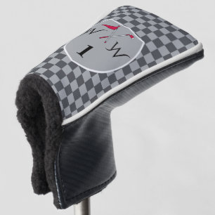 Cool Dual Grey Chequered Monogram Golf Head Cover