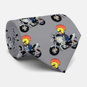 Cool Duck Riding a Motorcycle Tie