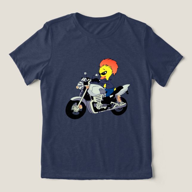 Cool Duck Riding a Motorcycle Tri-Blend Shirt (Design Front)