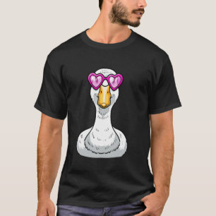 Cool Duck With Pink Heart Glasses Funny Cute Anima T-Shirt