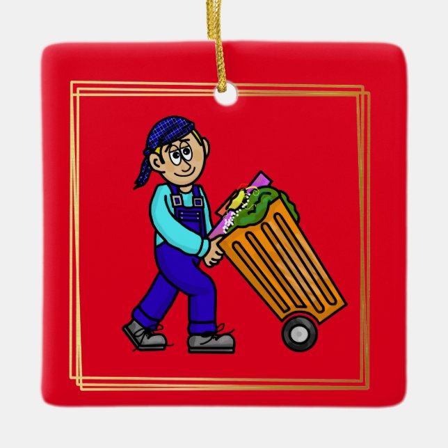 Cool Dude Garbage Man Christmas Ornament (Front)