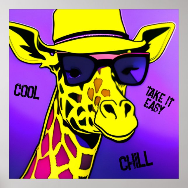 Cool Dude Giraffe in sunglasses. Editable Poster (Front)