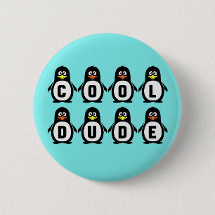 "Cool Dude" Penguins Pin-on Button