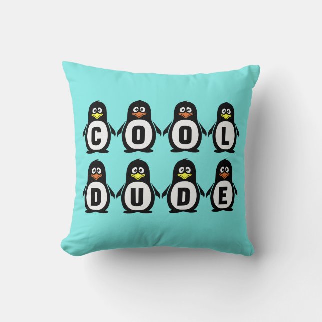 "Cool Dude" Penguins Throw Pillow (Front)
