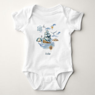 Cool Dude Ship in the Ocean Customizable  Baby Bodysuit