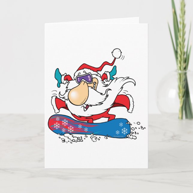 cool dude snowboarding santa claus holiday card (Front)