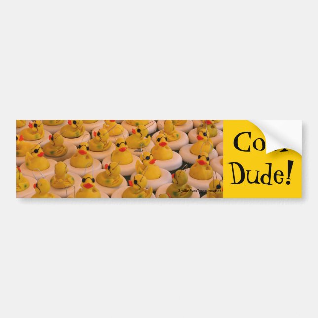 Cool Dude Yellow Rubber Ducks Funny Bumper Sticker (Front)