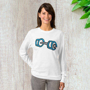Cool Dumbbell Fitness Blue and Grey Gym Graphic T-Shirt