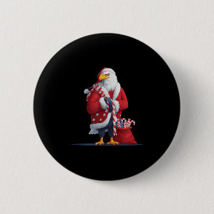 Cool Eagle In Xmas Mood For A Nice Usa Look  2 Inch Round Button