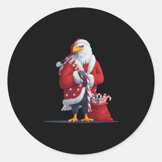 Cool Eagle In Xmas Mood For A Nice Usa Look  Classic Round Sticker (Front)