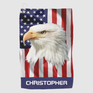 Cool Eagle, The American Flag Patriotic Golf Towel