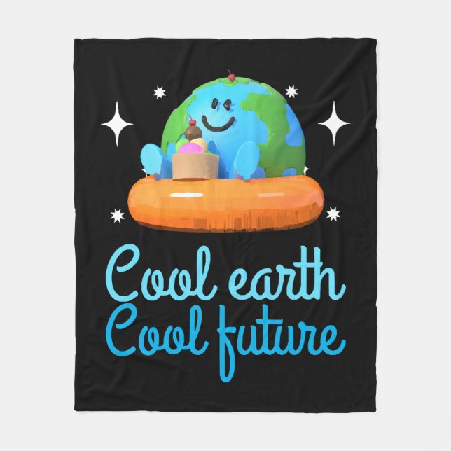 Cool earth, Cool future - Earth Fleece Blanket (Front)