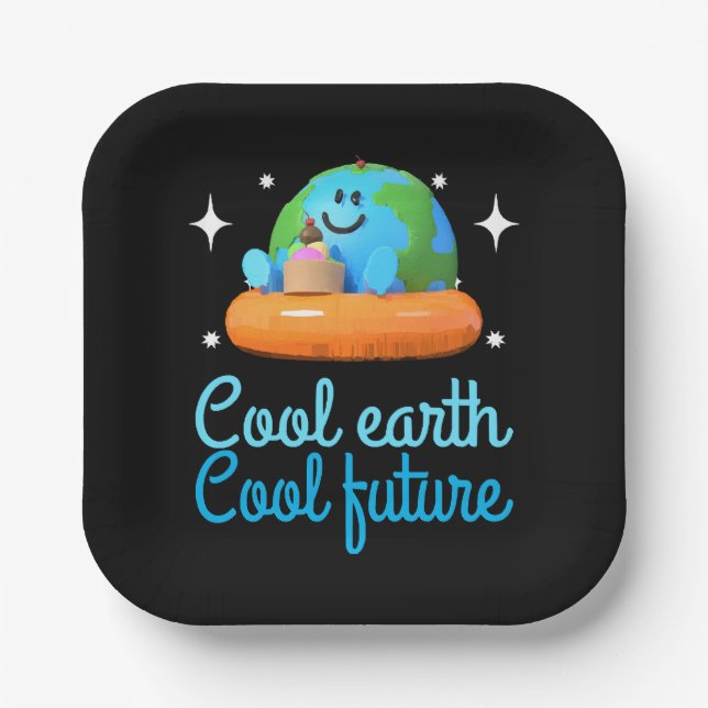 Cool earth, Cool future - Earth Paper Plate (Front)