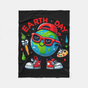 Cool Earth Day 2025 Funny Earth Day Kids Toddler B Fleece Blanket
