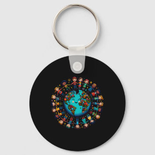 Cool Earth Day Children Fight Climate Change Keychain