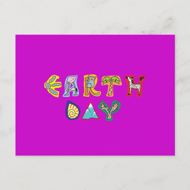 Cool Earth Day Custom Invitation Purple Violet Postcard (Front)
