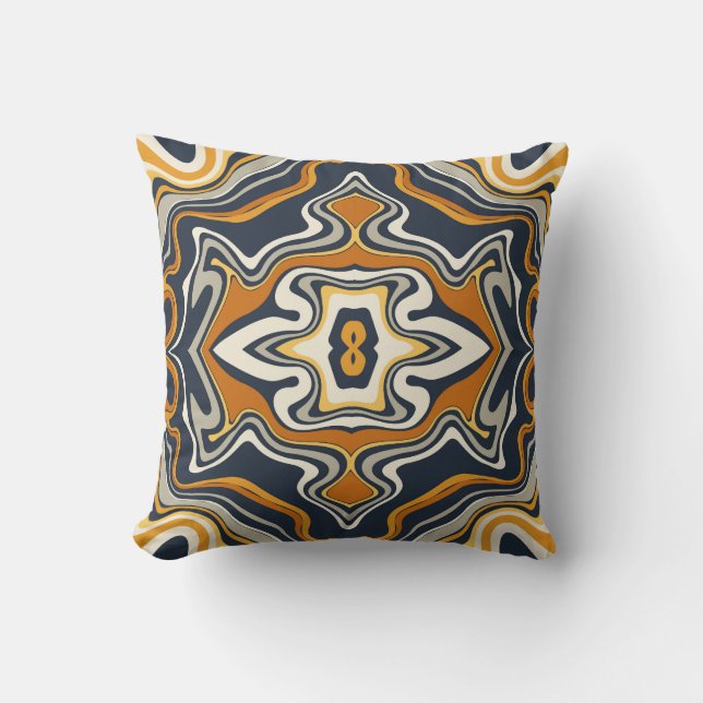 Cool Earth Tone Swirls Throw Pillow (Front)