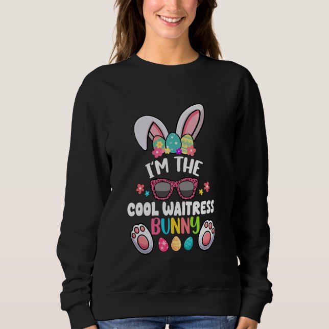 Cool Easter Bunny Costume Waitress Colourful Eggs  Sweatshirt (Front)
