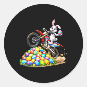 Cool Easter Bunny Dirt Bike Rider Funny Motocross Classic Round Sticker
