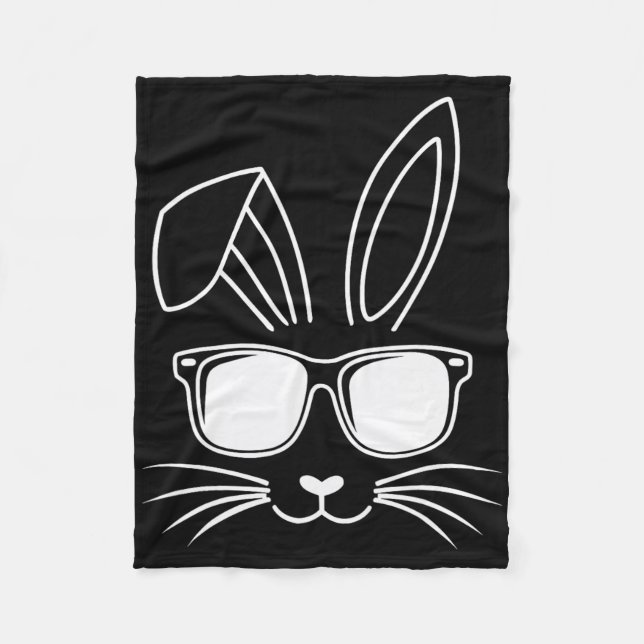 Cool Easter Bunny Face With Sungles  Fleece Blanket (Front)