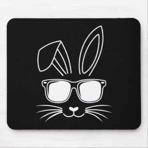 Cool Easter Bunny Face With Sungles Mouse Pad