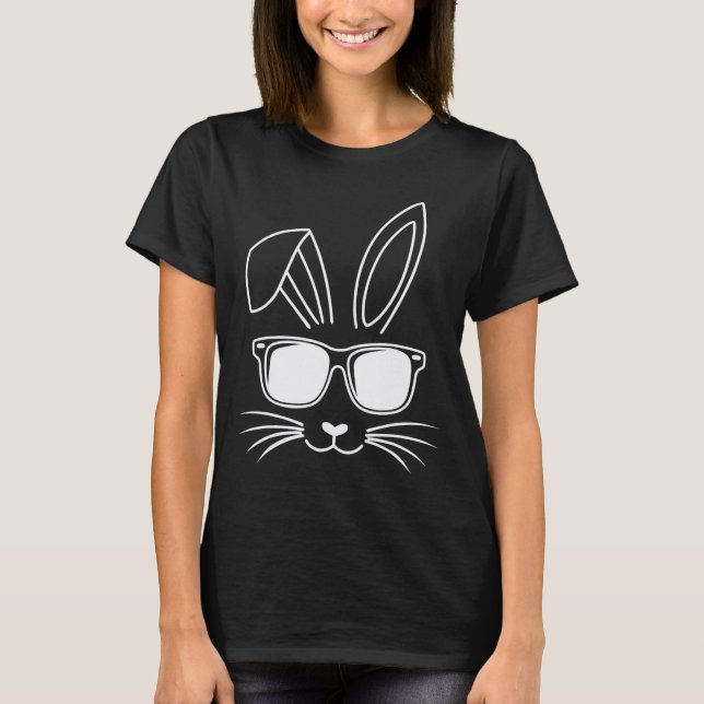 Cool Easter Bunny Face With Sungles  T-Shirt (Front)