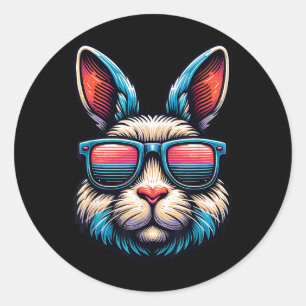 Cool Easter Bunny Face With Sungles Tee For Men Bo Classic Round Sticker