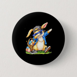 Cool easter bunny hip hop kids boys 2 inch round button