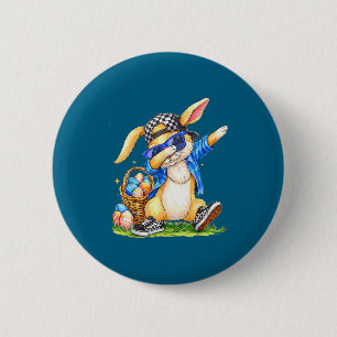 Cool easter bunny hip hop kids boys 2 inch round button